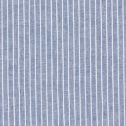 Tissu lin et coton - Chambray grosses rayures marine