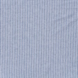 Tissu lin et coton - Chambray grosses rayures marine
