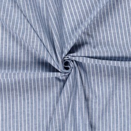 Tissu lin et coton - Chambray grosses rayures marine