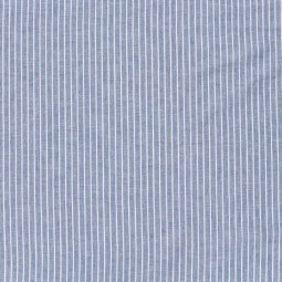 Tissu lin et coton - Chambray grosses rayures marine