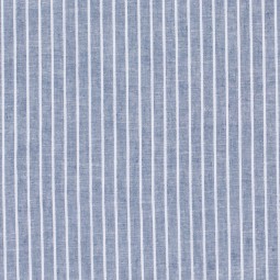 Tissu lin et coton - Chambray grosses rayures marine