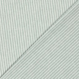 Tissu lin et coton - Chambray grosses rayures vert