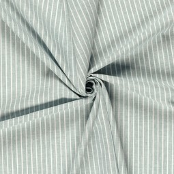 Tissu lin et coton - Chambray grosses rayures vert