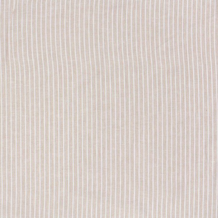 Tissu lin et coton - Chambray grosses rayures beige