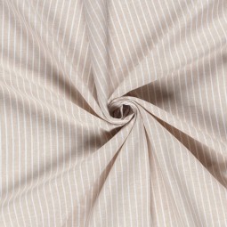 Tissu lin et coton - Chambray grosses rayures beige
