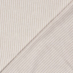 Tissu lin et coton - Chambray grosses rayures beige