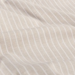 Tissu lin et coton - Chambray grosses rayures beige