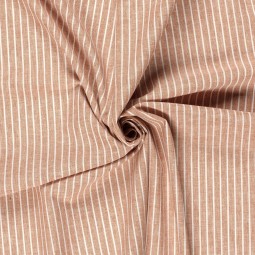 Tissu lin et coton - Chambray grosses rayures brique