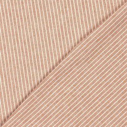 Tissu lin et coton - Chambray grosses rayures brique