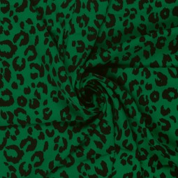 Tissu gabardine extensible - Léopard vert