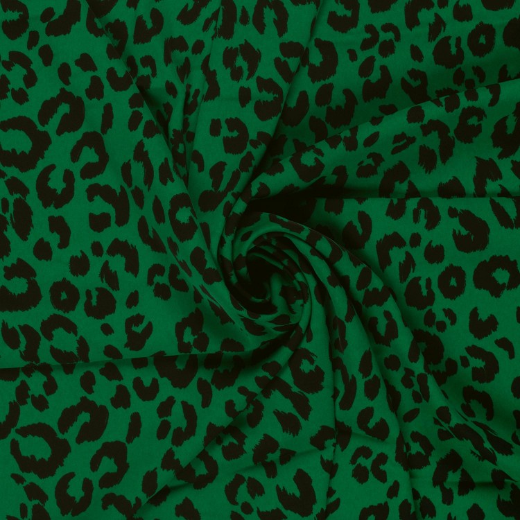Tissu gabardine extensible - Léopard vert