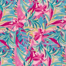 Tissu Polyester bubble - Fleurs rose clair