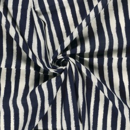 Tissu coton viscose - Rayures bleu