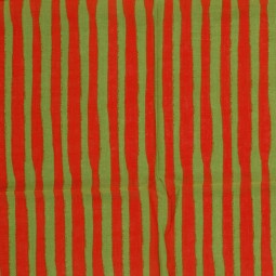 Tissu coton viscose - Rayures orange vert