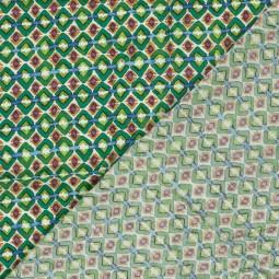 Tissu popeline de viscose - Abstract vert