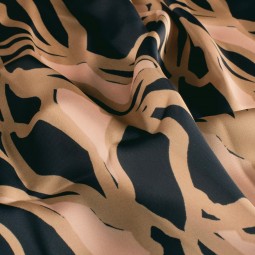 Tissu satin duchesse - Abstract bleu marine