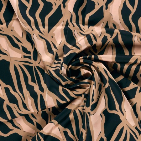 Tissu satin duchesse - Abstract bleu marine