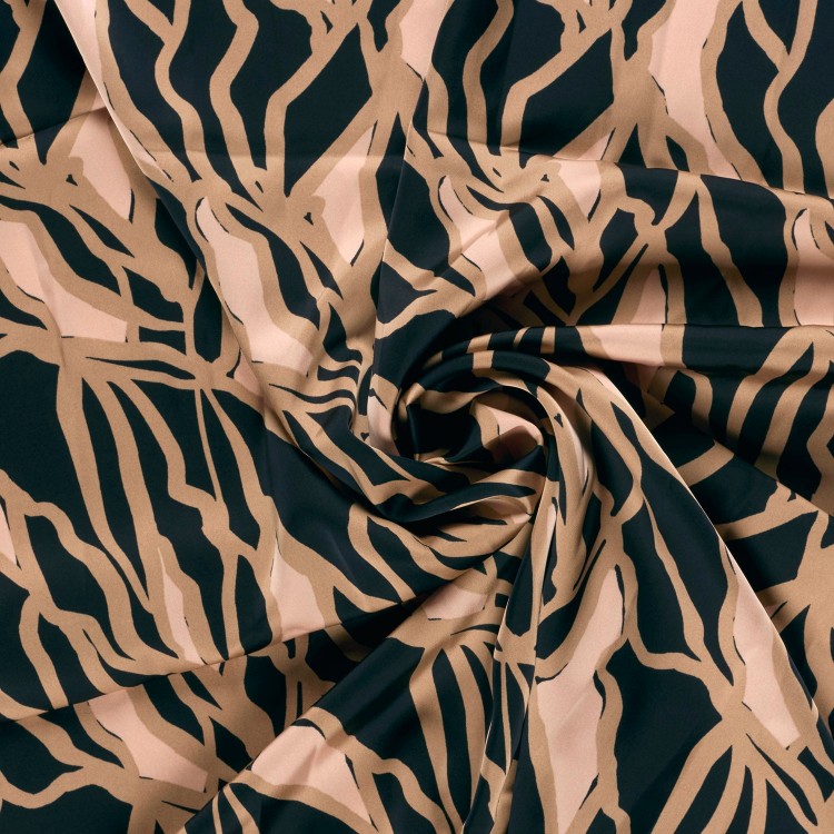 Tissu satin duchesse - Abstract bleu marine