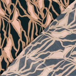 Tissu satin duchesse - Abstract bleu marine