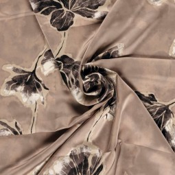 Tissu satin duchesse - Herbier taupe