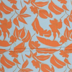 Tissu satin duchesse - Floral orange