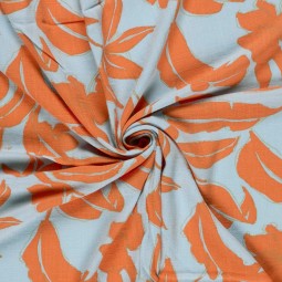 Tissu satin duchesse - Floral orange