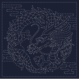 Coupon pré-imprimé broderie sashiko - Dragon crest