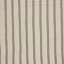 Tissu viscose et lin - Beige rayures noires