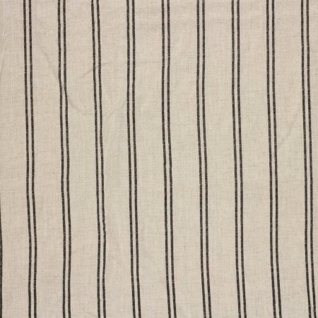 Tissu viscose et lin - Beige rayures noires