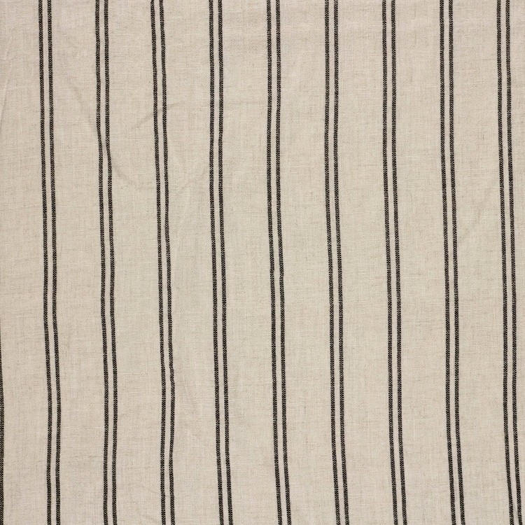 Tissu viscose et lin - Beige rayures noires
