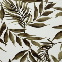 Tissu popeline viscose - Feuillage kaki