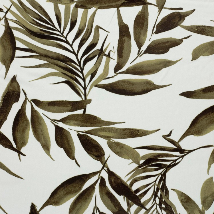 Tissu popeline viscose - Feuillage kaki