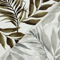 Tissu popeline viscose - Feuillage kaki