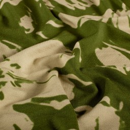 Tissu jersey viscose - Fleurs kaki