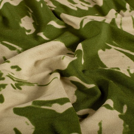 Tissu jersey viscose - Fleurs kaki