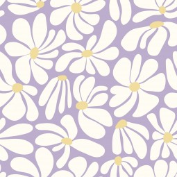 Tissu popeline - Fleurs lila