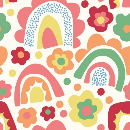 Tissu popeline - Arc en ciel