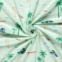 Tissu jersey coton - Palmier vert