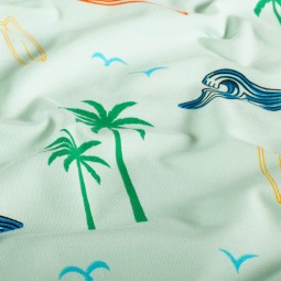 Tissu jersey coton - Palmier vert