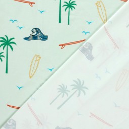 Tissu jersey coton - Palmier vert