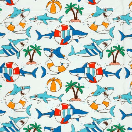 Tissu jersey coton - Quentin dent de requin