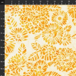 Tissu batik Hoffman - Bali Handpaints - FLeurs oranges