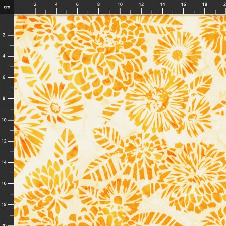 Tissu batik Hoffman - Bali Handpaints - FLeurs oranges