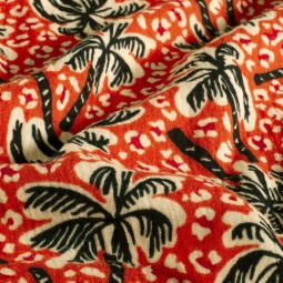 Tissu double gaze - Palmier brique