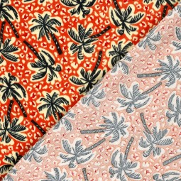 Tissu double gaze - Palmier brique