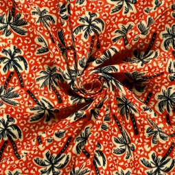 Tissu double gaze - Palmier brique