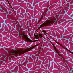 Tissu double gaze - Floral rose et lila