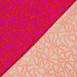 Tissu double gaze - Floral fuchsia et corail