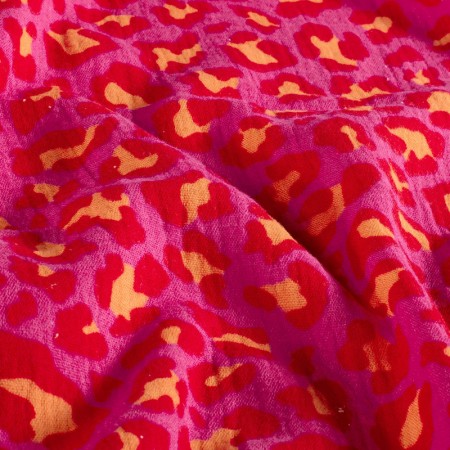 Tissu double gaze - Léopard rose