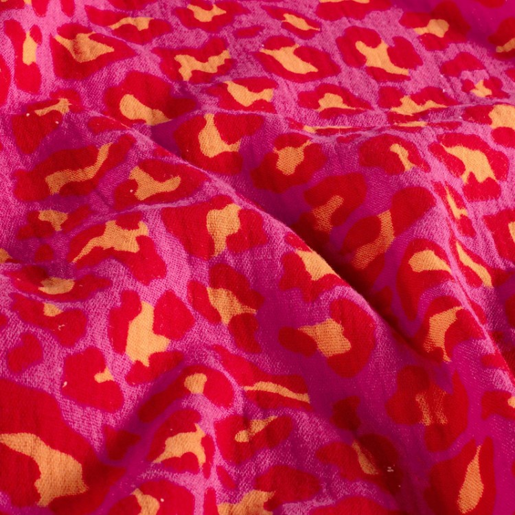 Tissu double gaze - Léopard rose